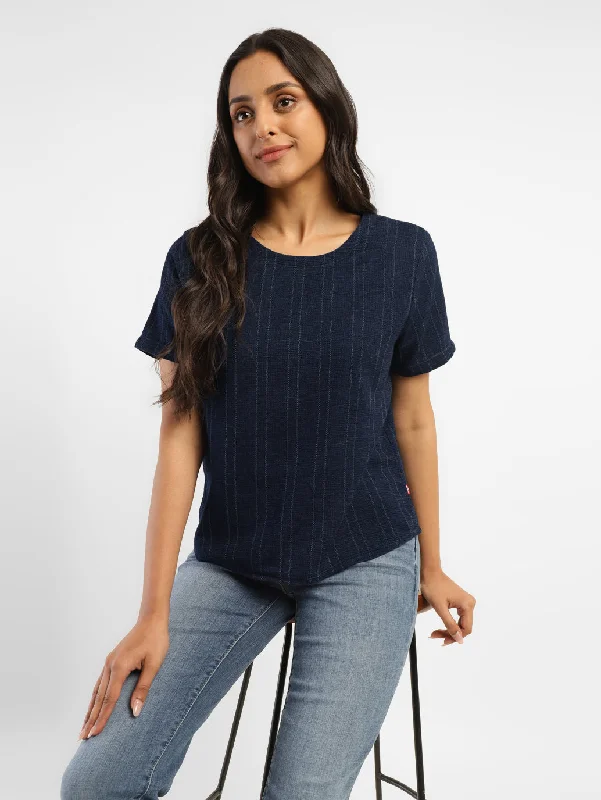 Women's Striped Round Neck T-Shirt