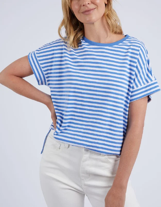 Yara Stripe Short Sleeve Tee - Cerulean Blue & White Stripe