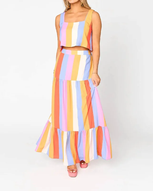 Cookie Pool Boy Stripe Skirt Set In Multi Color