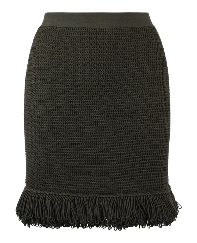 Fringe Trim Pencil Skirt