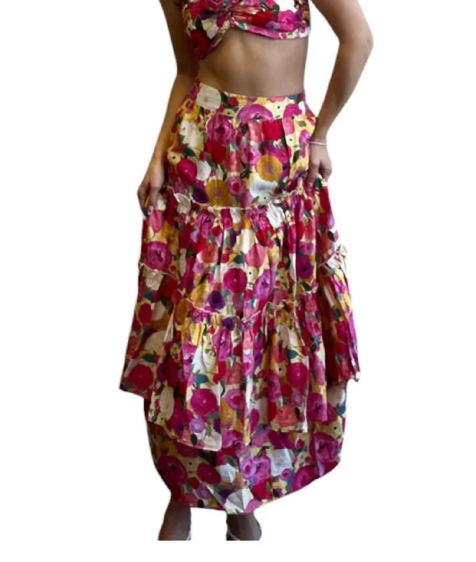 Gypsy Maxi Skirt In Rose Multi