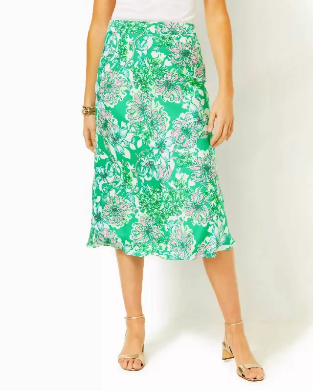 Rennox Midi Skirt In Spearmint Blossom Views