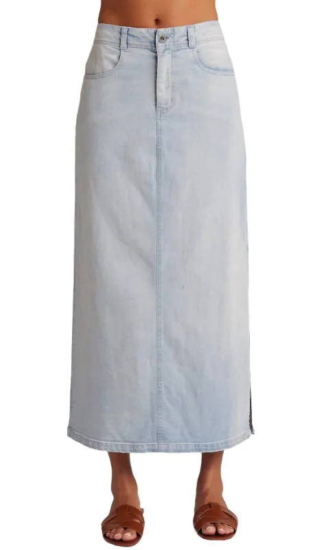 Side Slit Skirt In Ocean Mist Wash