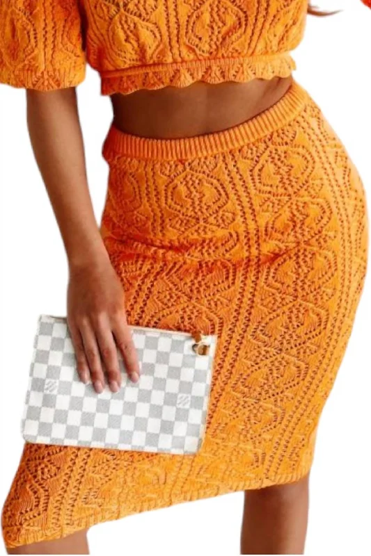 Urban Crochet Cover Up Skirt In Orange