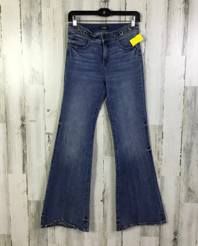 Jeans Flared By Express In Blue Denim, Size: 2