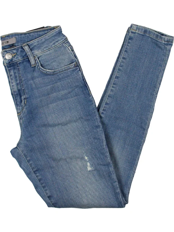 Womens Curvy Distressed Skinny Jeans