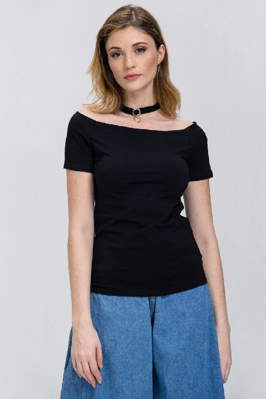 Basic Black Off the shoulder Choker Top