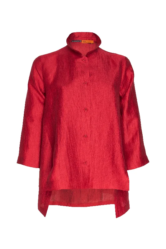 Drop Hem Shirt - Cherry Linen 9767