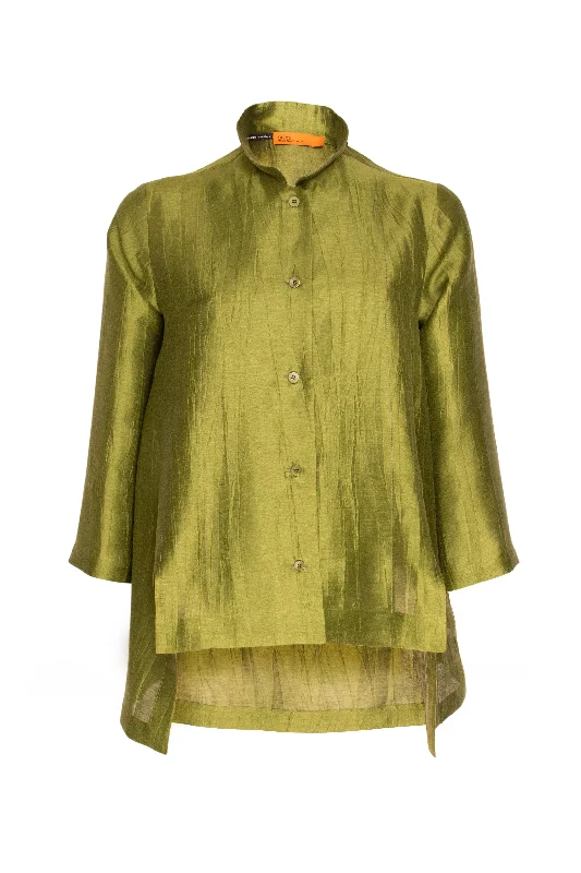 Drop Hem Shirt - Olive Linen 9712