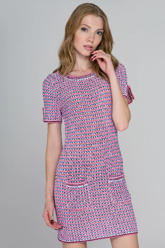 Pink and Blue Crochet Shirt Dress