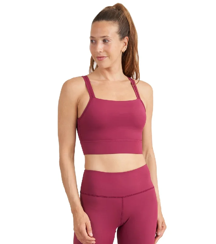 Thrive Societe Strappy Square Neck Bra Sangria