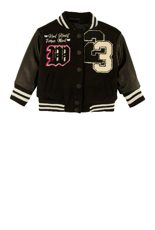 Baby Girls 0-9M Winner Chenille Graphic Color Block Varsity Jacket