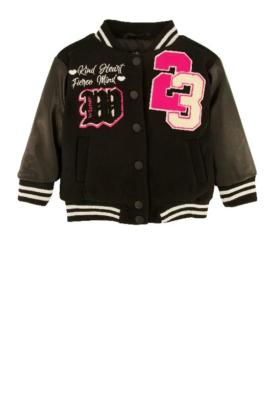 Baby Girls 12-24M Winner Chenille Graphic Varsity Jacket