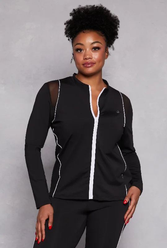 Plus Size Mesh Insert Track Jacket