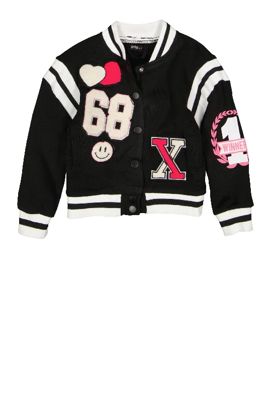 Toddler Girls 68 Chenille Graphic Varsity Jacket