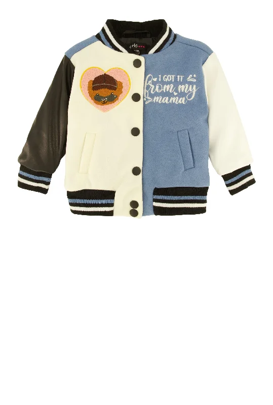 Baby Girls 12-24M From My Mama Chenille Graphic Varsity Jacket