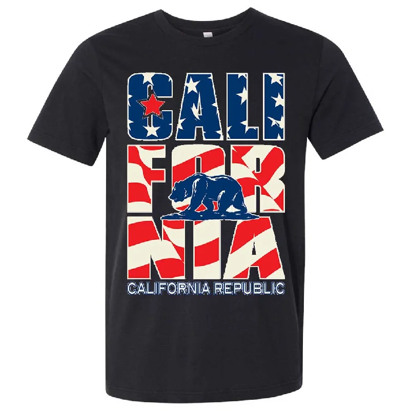 California Republic USA Flag Asst Colors Mens Fitted Tee