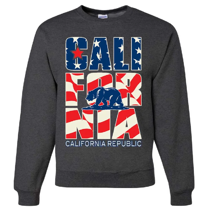 California Republic USA Flag Crewneck Sweatshirt