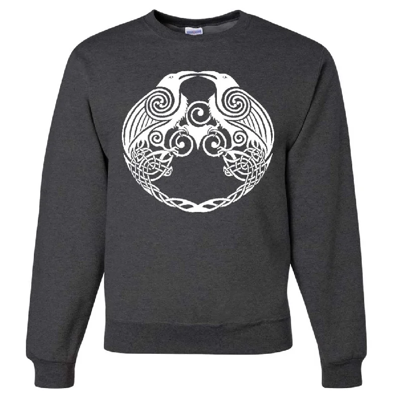 Dual Raven White Print Crewneck Sweatshirt