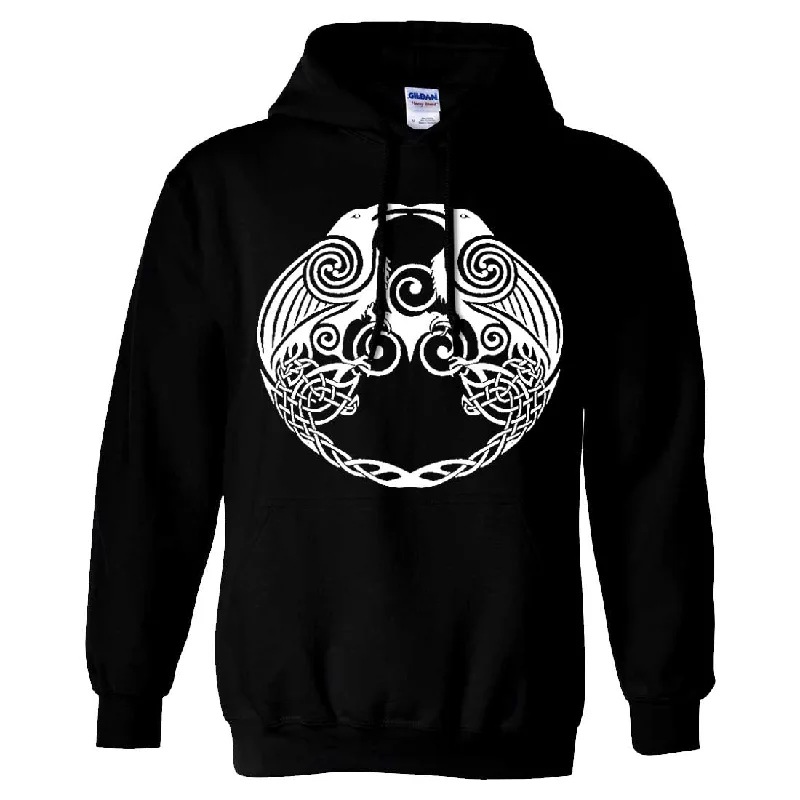 Dual Raven White Print Sweatshirt Hoodie