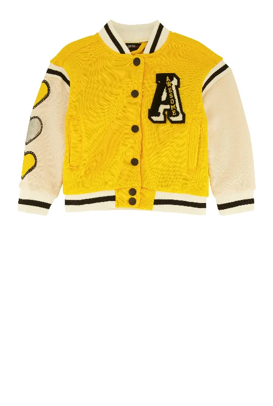 Toddler Girls Awesome Chenille Graphic Patch Varsity Jacket