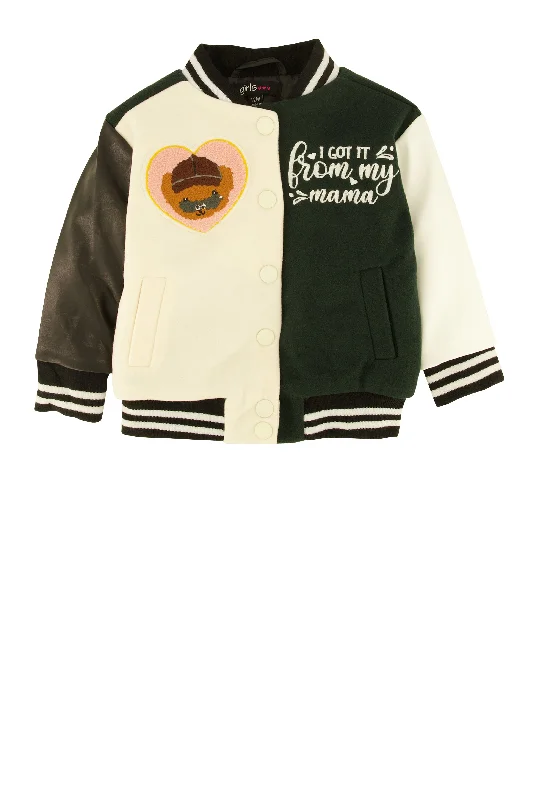 Baby Girls 12-24M From My Mama Chenille Graphic Varsity Jacket