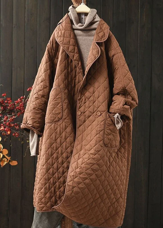 Modern Coffee Oversized Pockets Fine Cotton Filled Parkas Winter