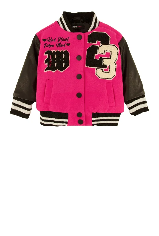 Baby Girls 0-9M Winner Chenille Graphic Color Block Varsity Jacket