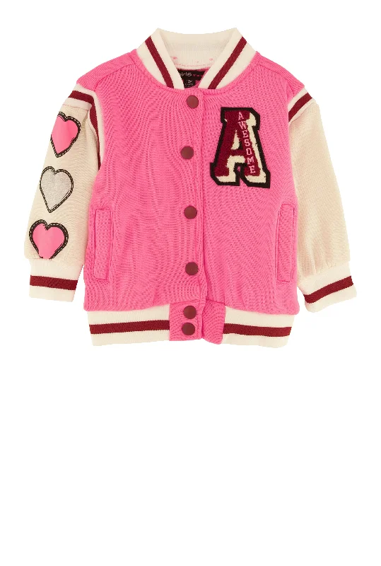 Baby Girls 12-24M Awesome Chenille Graphic Varsity Jacket