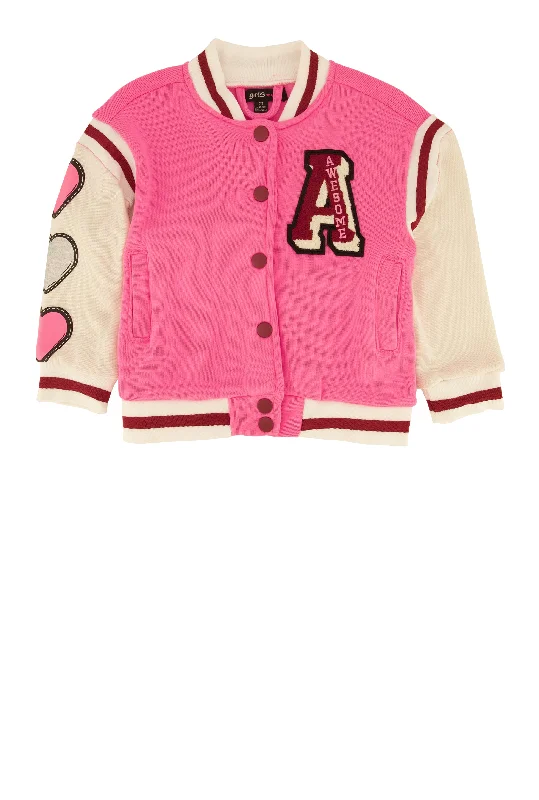 Toddler Girls Awesome Chenille Graphic Patch Varsity Jacket