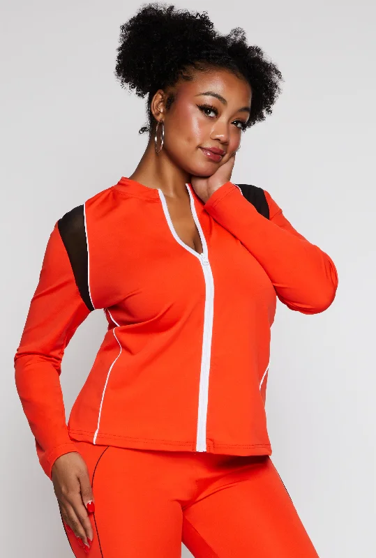 Plus Size Mesh Insert Track Jacket