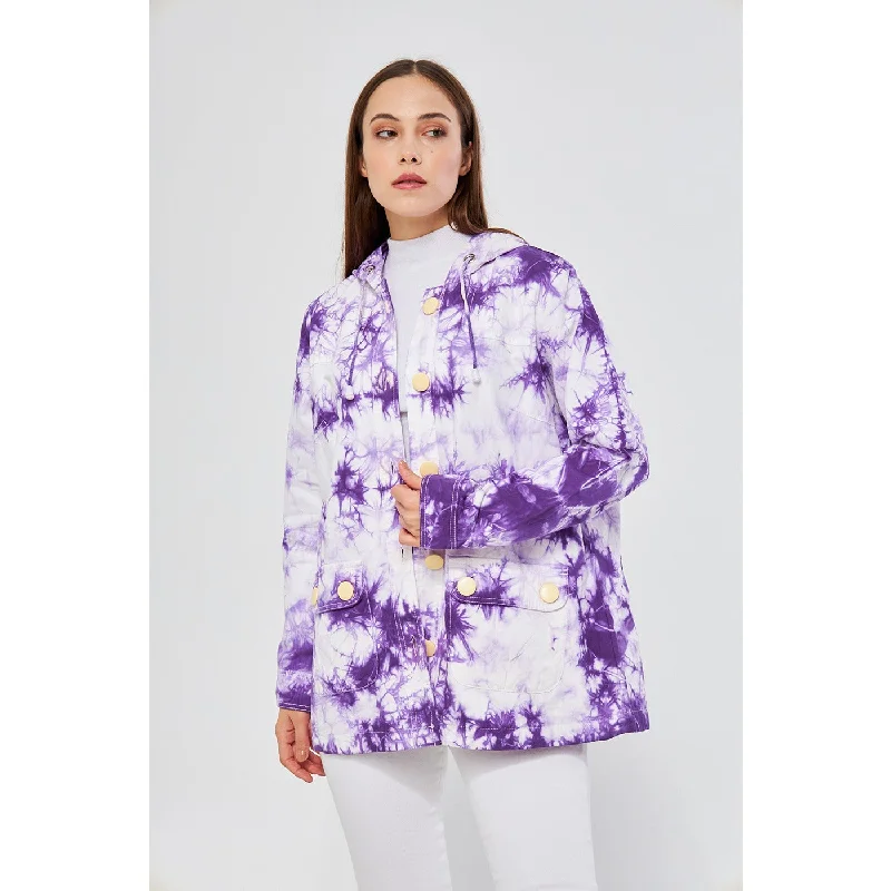 Lilac Tie Dye Button Down Hoodie