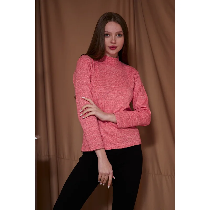 Orange Melange Mock Neck Sweatshirt