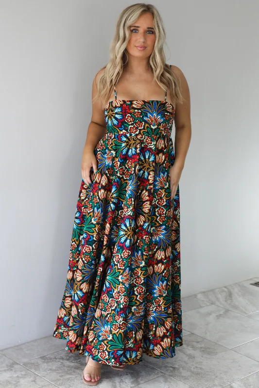 Look Around Maxi Dress: Black/Multi