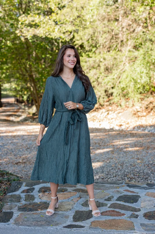 Vintage Fancy Olive Midi Dress