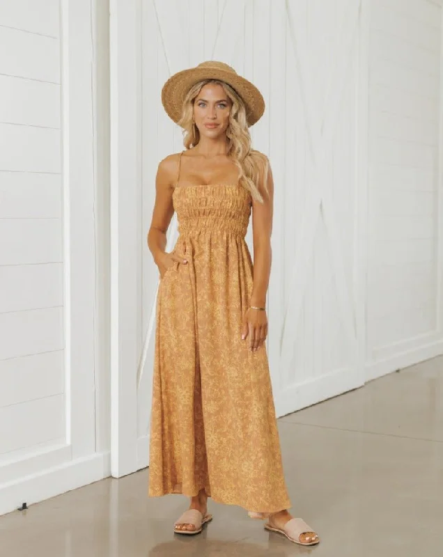 Yellow Print Smocked Maxi Dress - FINAL SALE