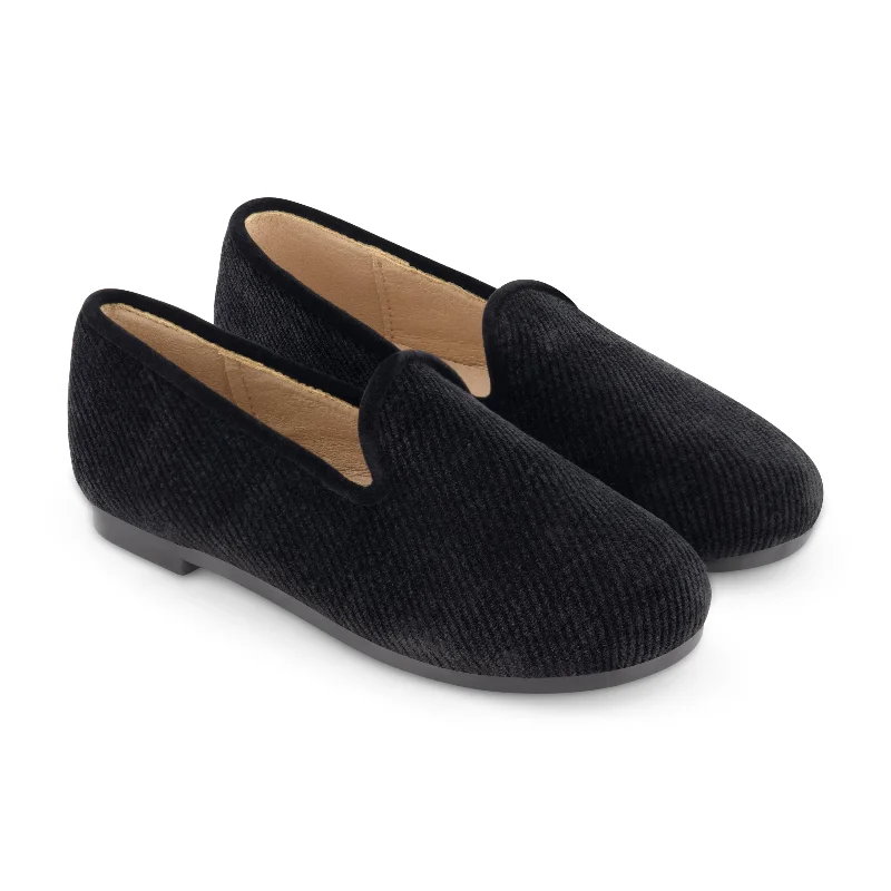 Zeebra Kids Corded Velvet Loafers - Black