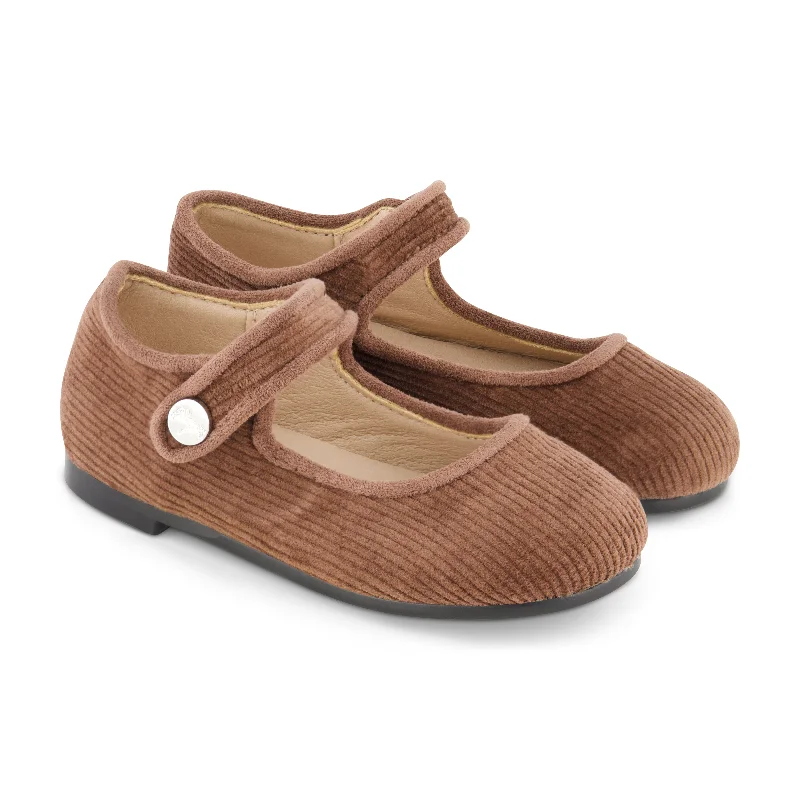 Zeebra Kids Corded Velvet Mary Janes - Brown