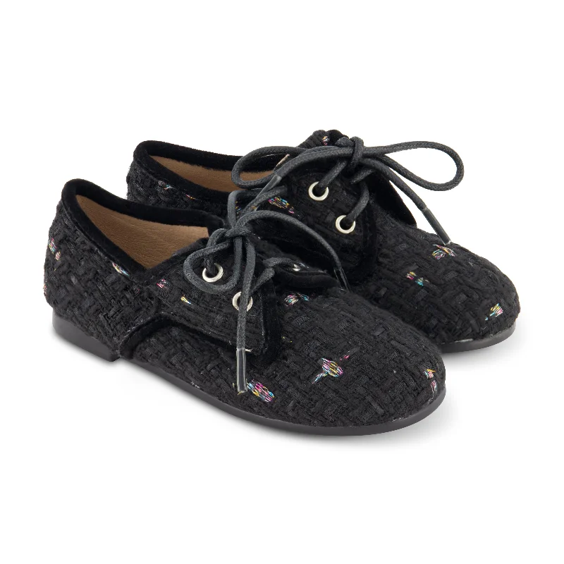 Zeebra Kids Woven Tweed Lace Up Shoes - Black