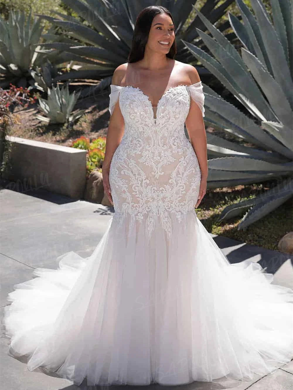 Plus Size Mermaid Wedding Dress Sweetheart  Tulle Flared Skirt Off The Shoulder Bride Dresses Bridal Gown Robe De Mariée