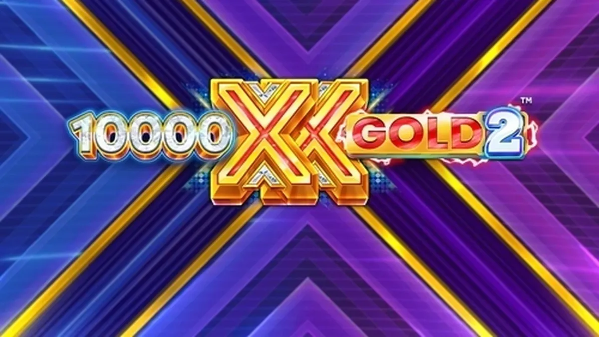 Interface de jogo do slot 10,000 X Gold 2 mostrando os prêmios acima dos cilindros
